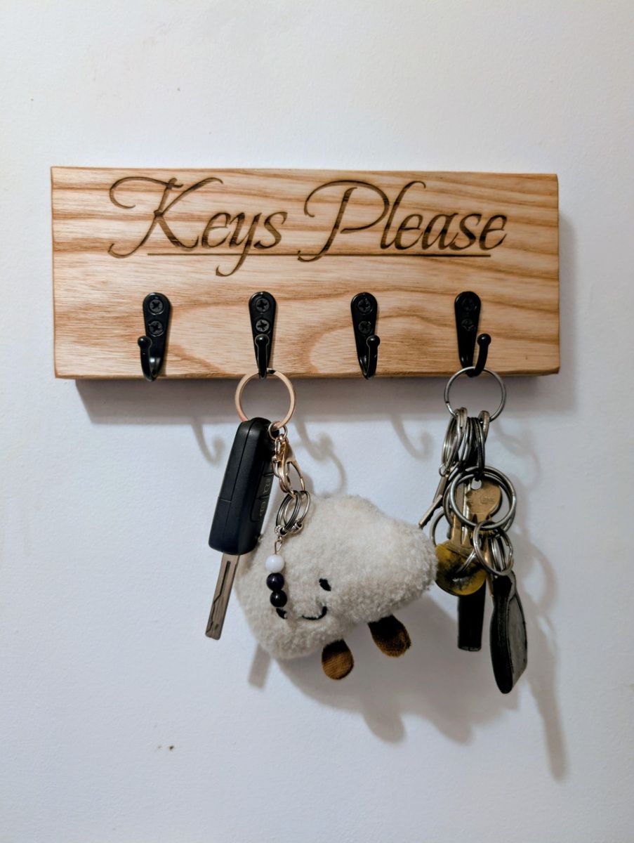 Personalised Style Handmade Key Hook Rack | Rustic Hallway Organiser | 4 Hooks