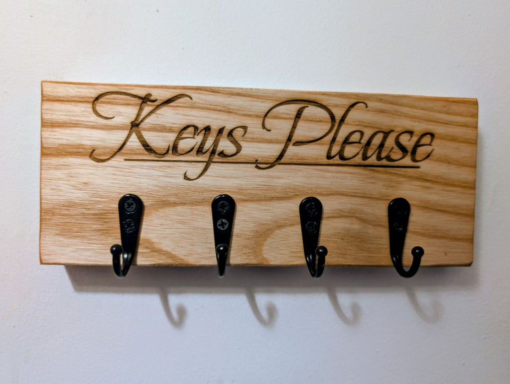 Personalised Style Handmade Key Hook Rack | Rustic Hallway Organiser | 4 Hooks